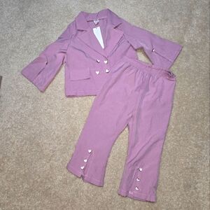 SHEIN Girl's 12-18M Heart Button Blazer and Pants Set NEW